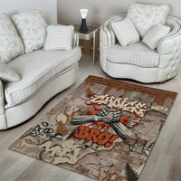 Choice Bro Graffiti Handshake Area Rug New Zealand Slang Fern Brick Wall and Urban Street Art