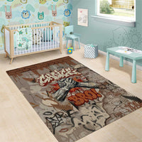 Choice Bro Graffiti Handshake Area Rug New Zealand Slang Fern Brick Wall and Urban Street Art