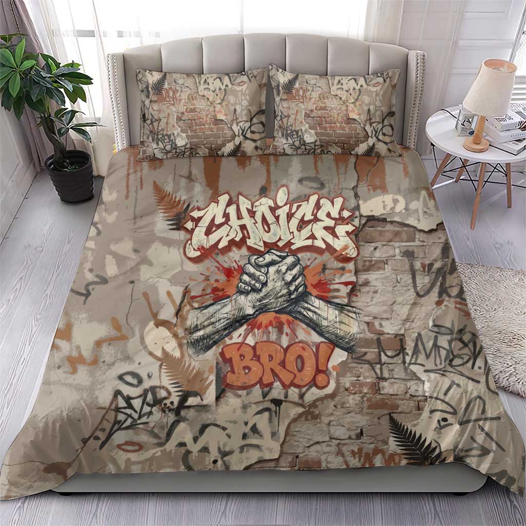 Choice Bro Graffiti Handshake Bedding Set New Zealand Slang Fern Brick Wall and Urban Street Art TS04 - Polynesian Pride