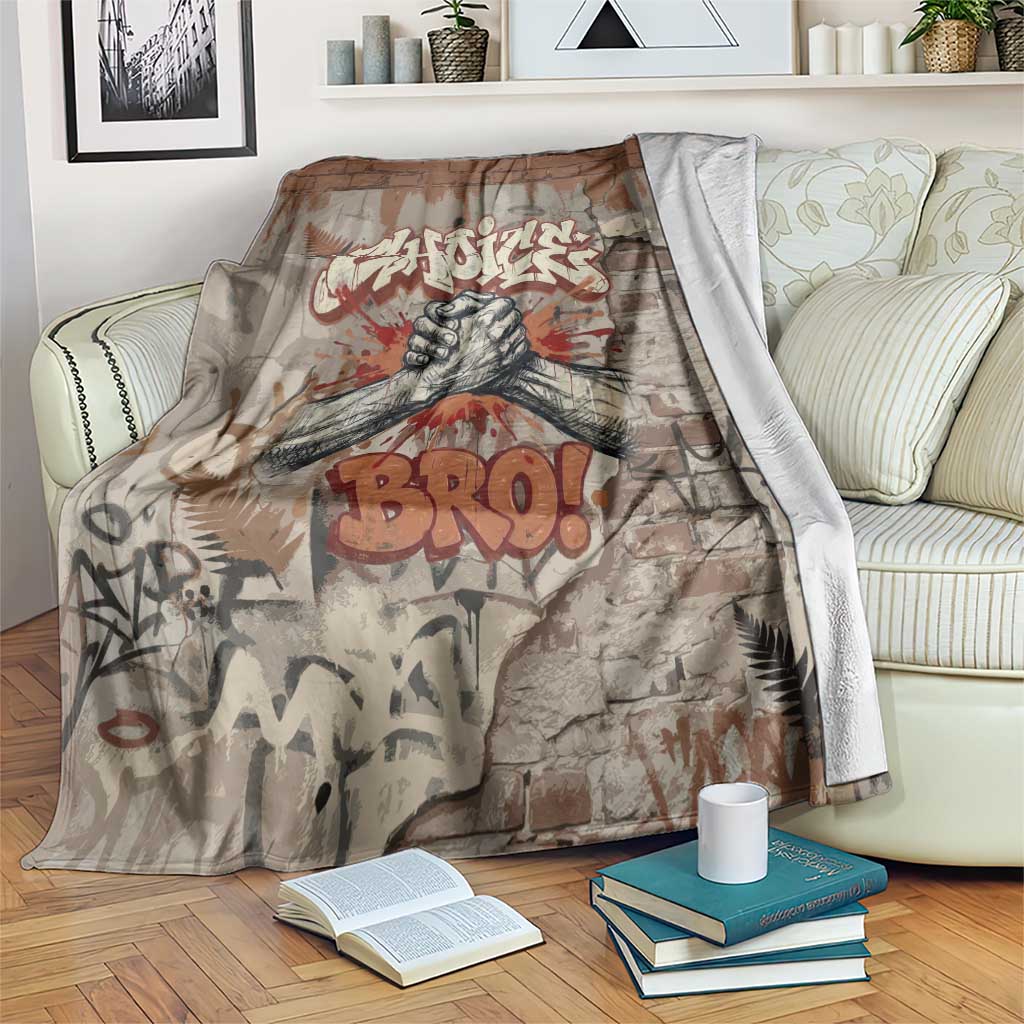 Choice Bro Graffiti Handshake Blanket New Zealand Slang Fern Brick Wall and Urban Street Art TS04 Multicolor - Polynesian Pride