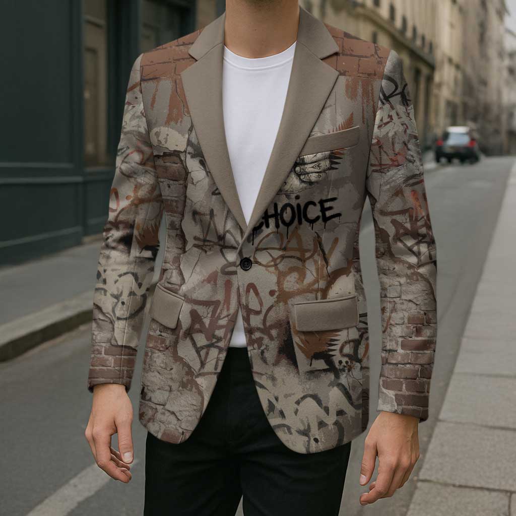 Choice Bro Graffiti Handshake Blazer New Zealand Slang Fern Brick Wall and Urban Street Art TS04 - Polynesian Pride