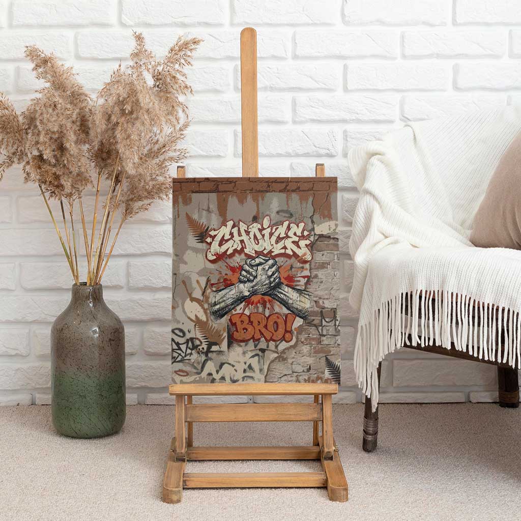 Choice Bro Graffiti Handshake Canvas Wall Art New Zealand Slang Fern Brick Wall and Urban Street Art