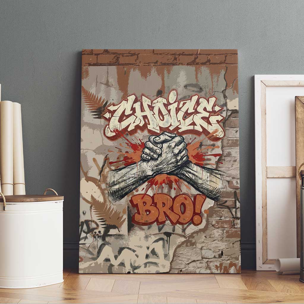 Choice Bro Graffiti Handshake Canvas Wall Art New Zealand Slang Fern Brick Wall and Urban Street Art
