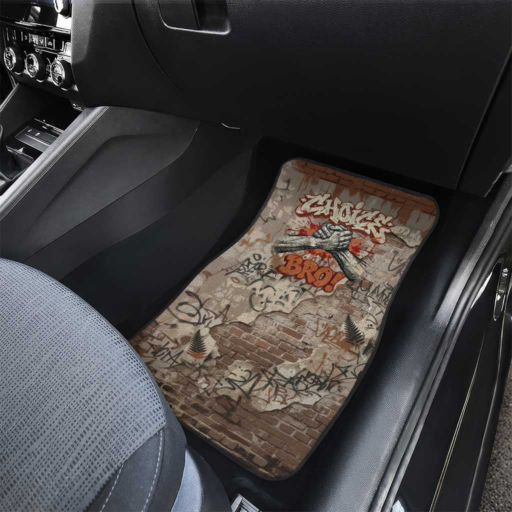 Choice Bro Graffiti Handshake Car Mats New Zealand Slang Fern Brick Wall and Urban Street Art