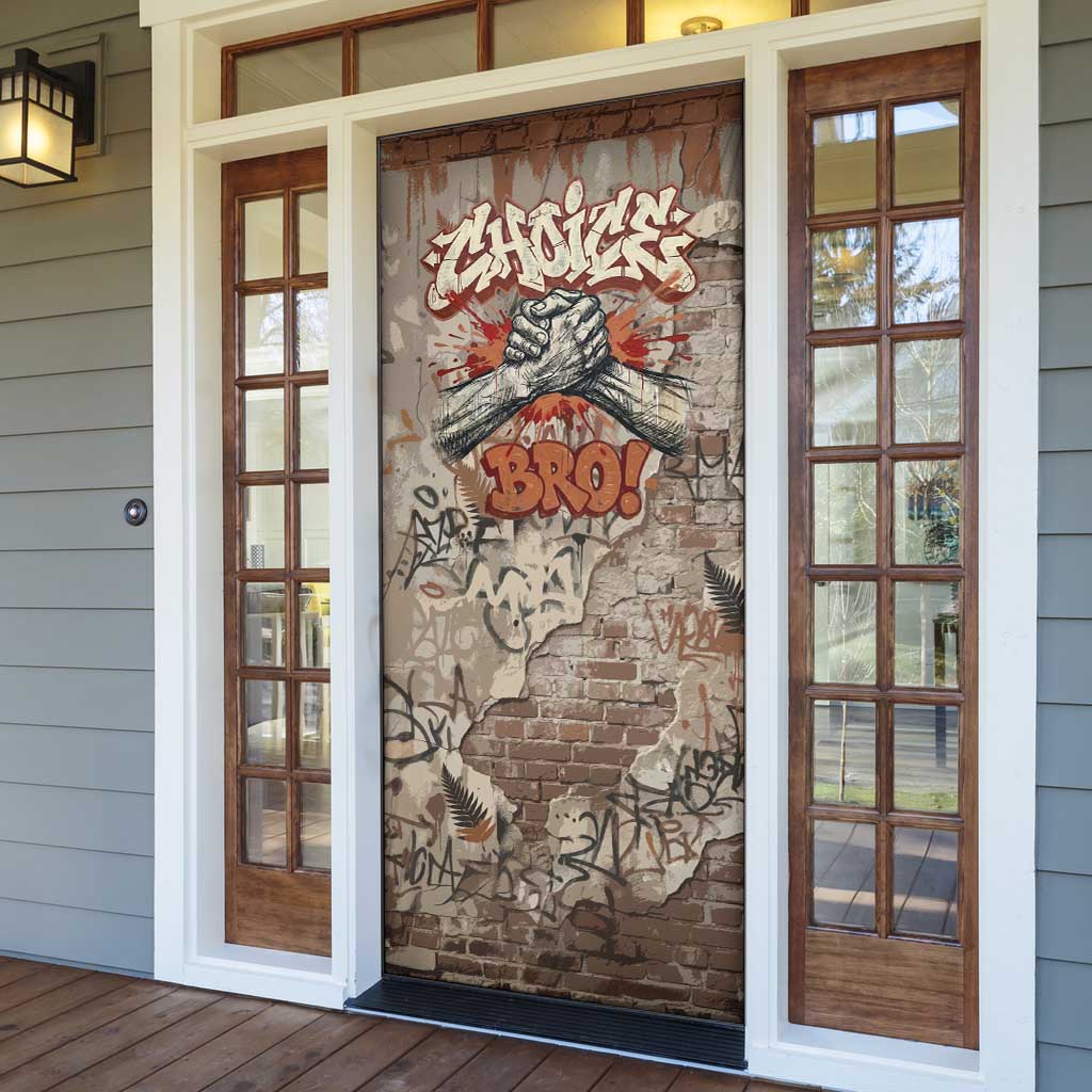 Choice Bro Graffiti Handshake Door Cover New Zealand Slang Fern Brick Wall and Urban Street Art TS04 - Polynesian Pride