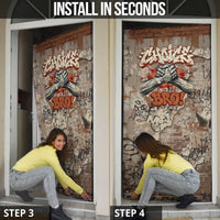 Choice Bro Graffiti Handshake Door Cover New Zealand Slang Fern Brick Wall and Urban Street Art TS04 - Polynesian Pride