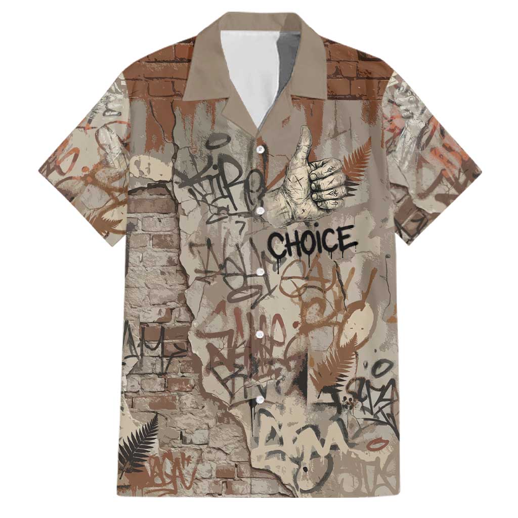 Choice Bro Graffiti Handshake Family Matching Long Sleeve Bodycon Dress and Hawaiian Shirt New Zealand Slang Fern Brick Wall and Urban Street Art TS04 Dad's Shirt - Short Sleeve Multicolor - Polynesian Pride