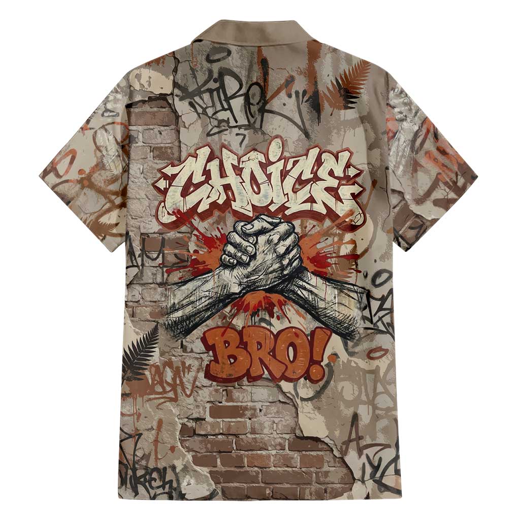Choice Bro Graffiti Handshake Family Matching Long Sleeve Bodycon Dress and Hawaiian Shirt New Zealand Slang Fern Brick Wall and Urban Street Art TS04 - Polynesian Pride