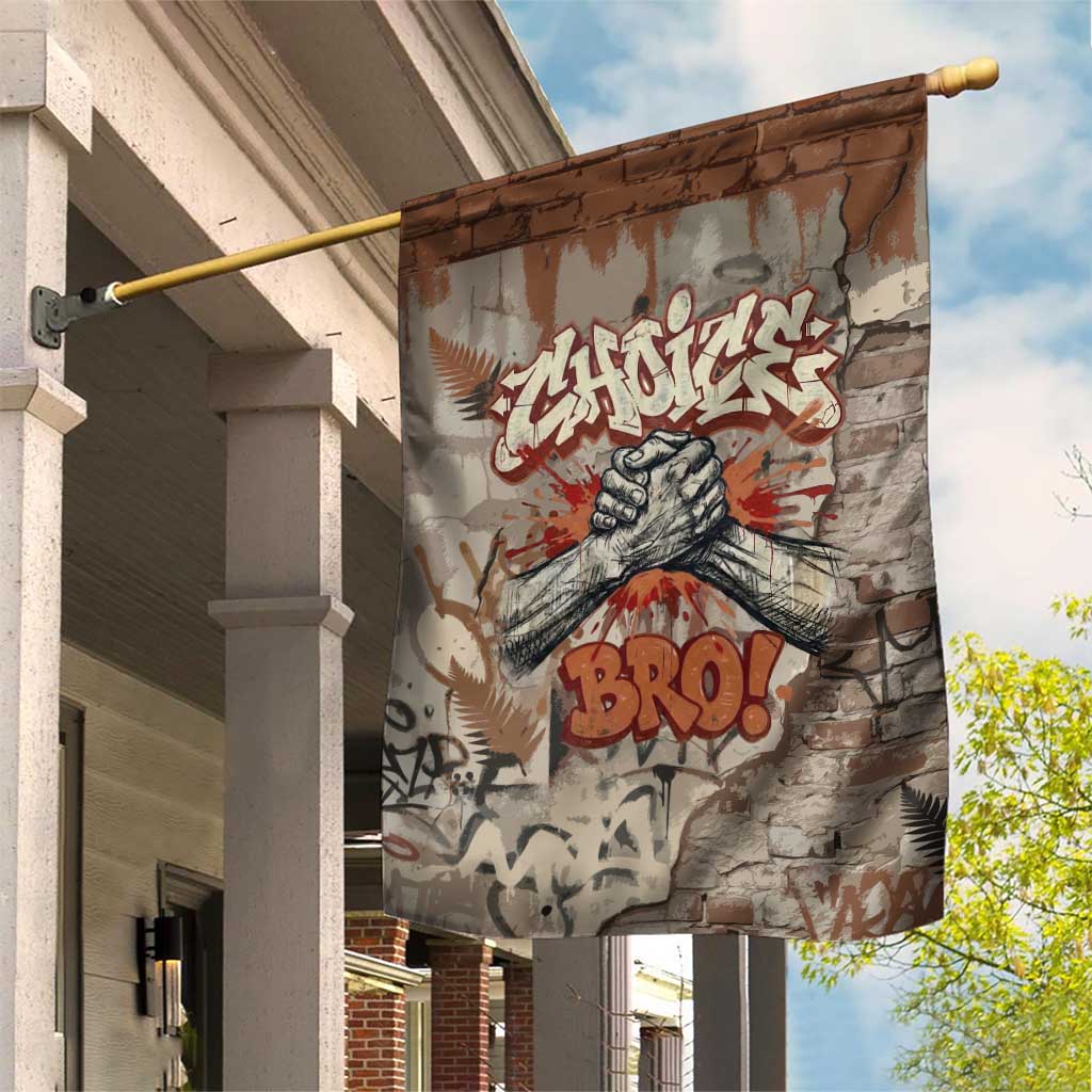 Choice Bro Graffiti Handshake Garden Flag New Zealand Slang Fern Brick Wall and Urban Street Art TS04 House Flag Multicolor - Polynesian Pride