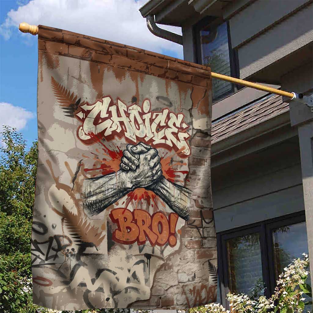 Choice Bro Graffiti Handshake Garden Flag New Zealand Slang Fern Brick Wall and Urban Street Art TS04 - Polynesian Pride