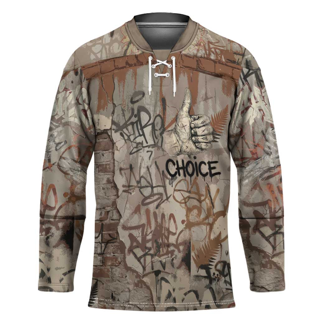 Choice Bro Graffiti Handshake Hockey Jersey New Zealand Slang Fern Brick Wall and Urban Street Art TS04 Unisex Multicolor - Polynesian Pride