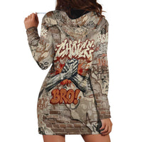 Choice Bro Graffiti Handshake Hoodie Dress New Zealand Slang Fern Brick Wall and Urban Street Art TS04 - Polynesian Pride