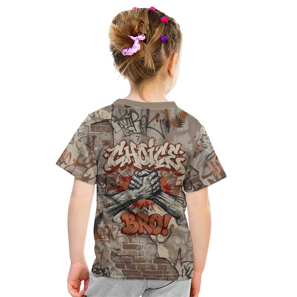 Choice Bro Graffiti Handshake Kid T Shirt New Zealand Slang Fern Brick Wall and Urban Street Art TS04 - Polynesian Pride