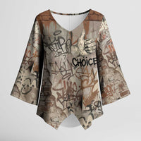 Choice Bro Graffiti Handshake Kimono Sleeve Blouse New Zealand Slang Fern Brick Wall and Urban Street Art