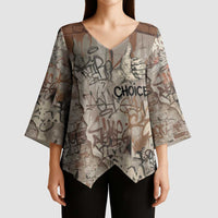 Choice Bro Graffiti Handshake Kimono Sleeve Blouse New Zealand Slang Fern Brick Wall and Urban Street Art