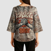 Choice Bro Graffiti Handshake Kimono Sleeve Blouse New Zealand Slang Fern Brick Wall and Urban Street Art