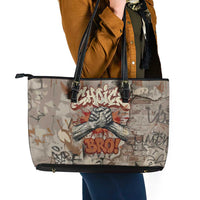 Choice Bro Graffiti Handshake Leather Tote Bag New Zealand Slang Fern Brick Wall and Urban Street Art