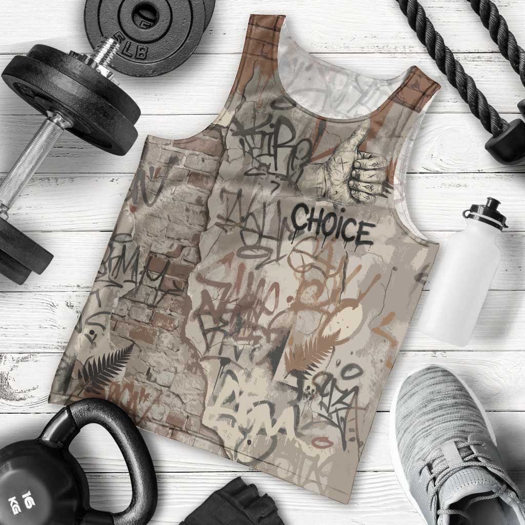 Choice Bro Graffiti Handshake Men Tank Top New Zealand Slang Fern Brick Wall and Urban Street Art TS04 - Polynesian Pride