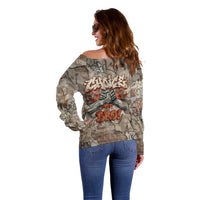 Choice Bro Graffiti Handshake Off Shoulder Sweater New Zealand Slang Fern Brick Wall and Urban Street Art