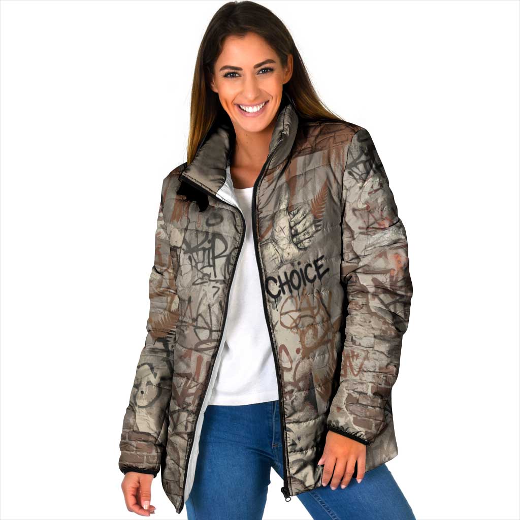 Choice Bro Graffiti Handshake Padded Jacket New Zealand Slang Fern Brick Wall and Urban Street Art