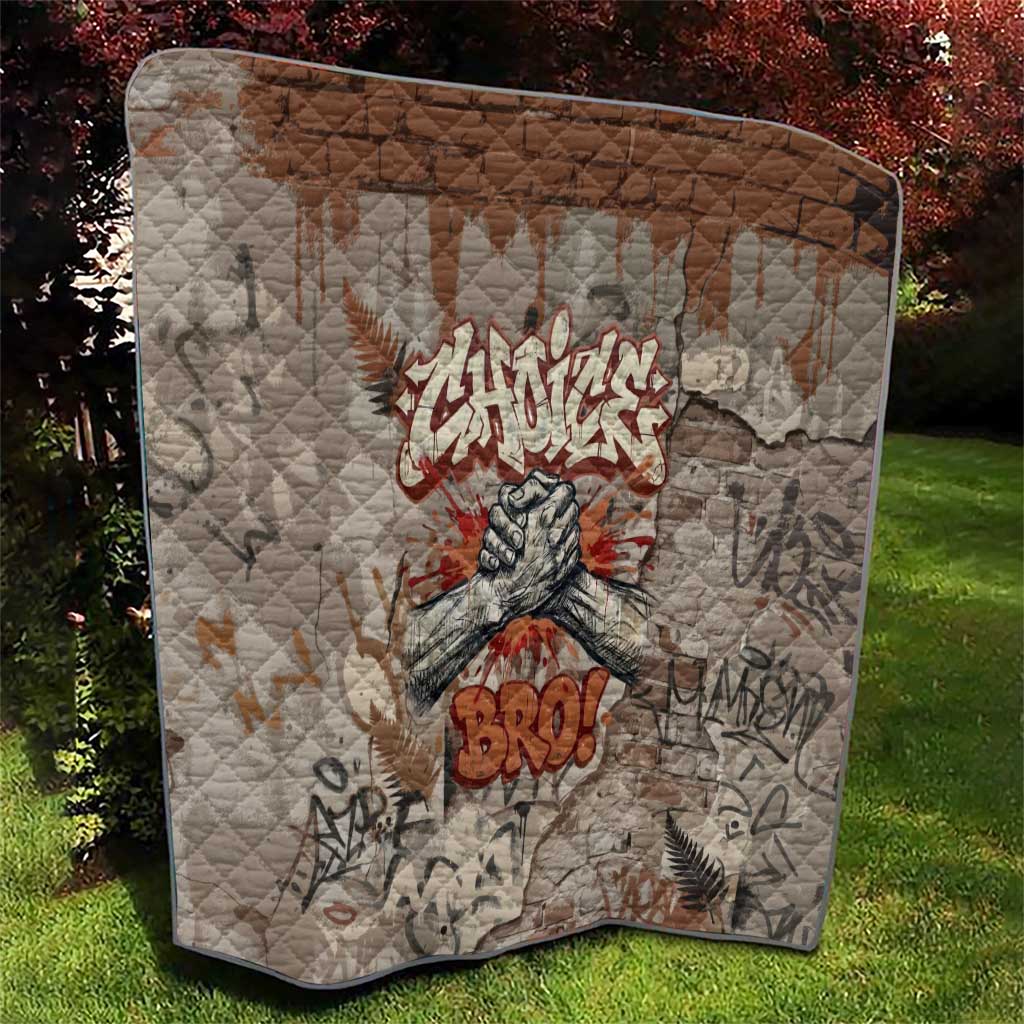 Choice Bro Graffiti Handshake Quilt New Zealand Slang Fern Brick Wall and Urban Street Art