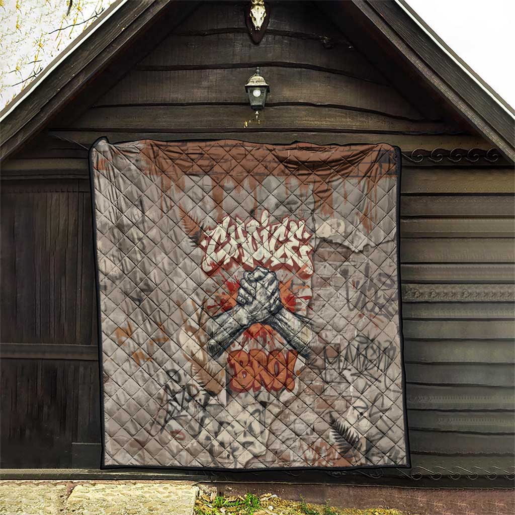 Choice Bro Graffiti Handshake Quilt New Zealand Slang Fern Brick Wall and Urban Street Art