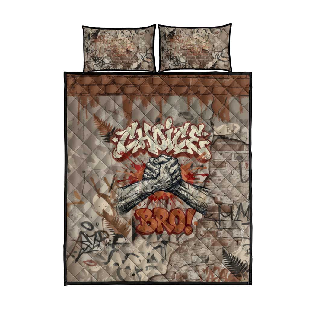Choice Bro Graffiti Handshake Quilt Bed Set New Zealand Slang Fern Brick Wall and Urban Street Art
