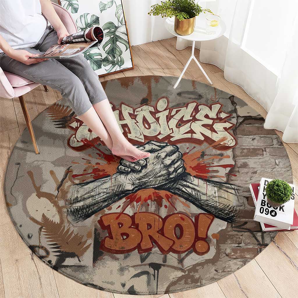 Choice Bro Graffiti Handshake Round Carpet New Zealand Slang Fern Brick Wall and Urban Street Art