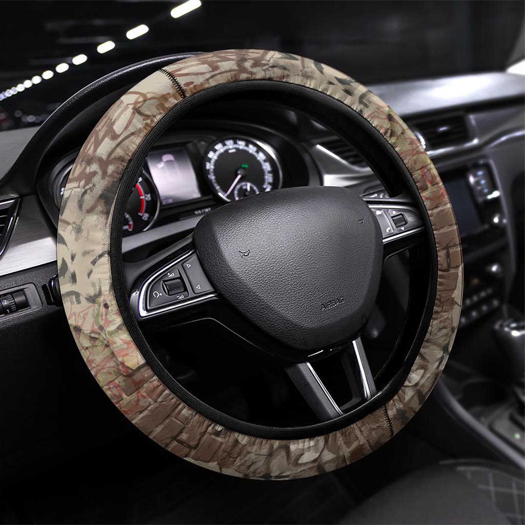 Choice Bro Graffiti Handshake Steering Wheel Cover New Zealand Slang Fern Brick Wall and Urban Street Art TS04 Universal Fit Multicolor - Polynesian Pride