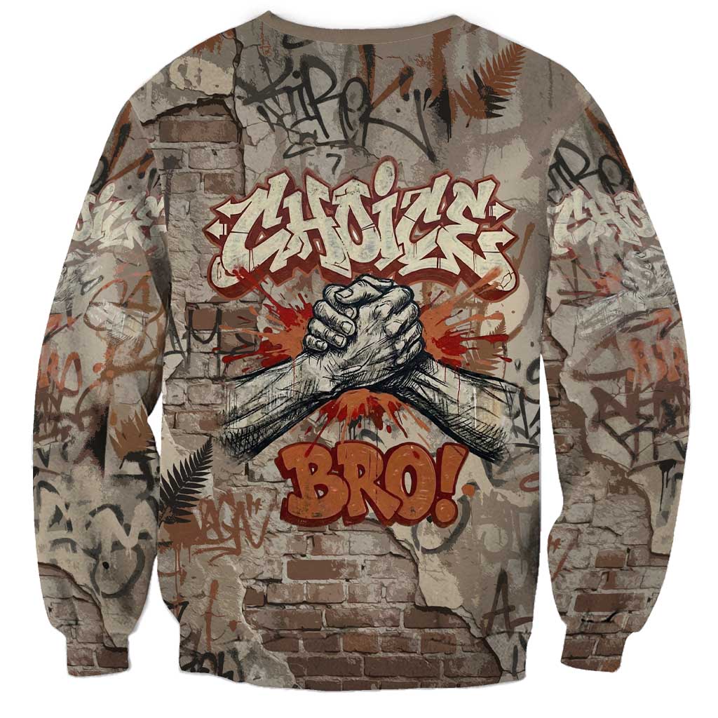 Choice Bro Graffiti Handshake Sweatshirt New Zealand Slang Fern Brick Wall and Urban Street Art TS04 - Polynesian Pride