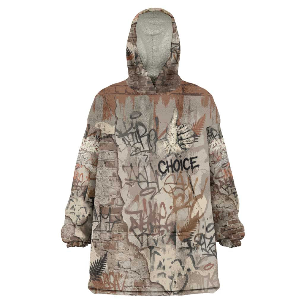 Choice Bro Graffiti Handshake Wearable Blanket Hoodie New Zealand Slang Fern Brick Wall and Urban Street Art