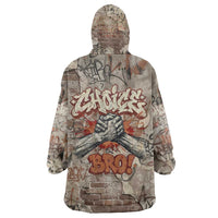 Choice Bro Graffiti Handshake Wearable Blanket Hoodie New Zealand Slang Fern Brick Wall and Urban Street Art