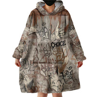 Choice Bro Graffiti Handshake Wearable Blanket Hoodie New Zealand Slang Fern Brick Wall and Urban Street Art