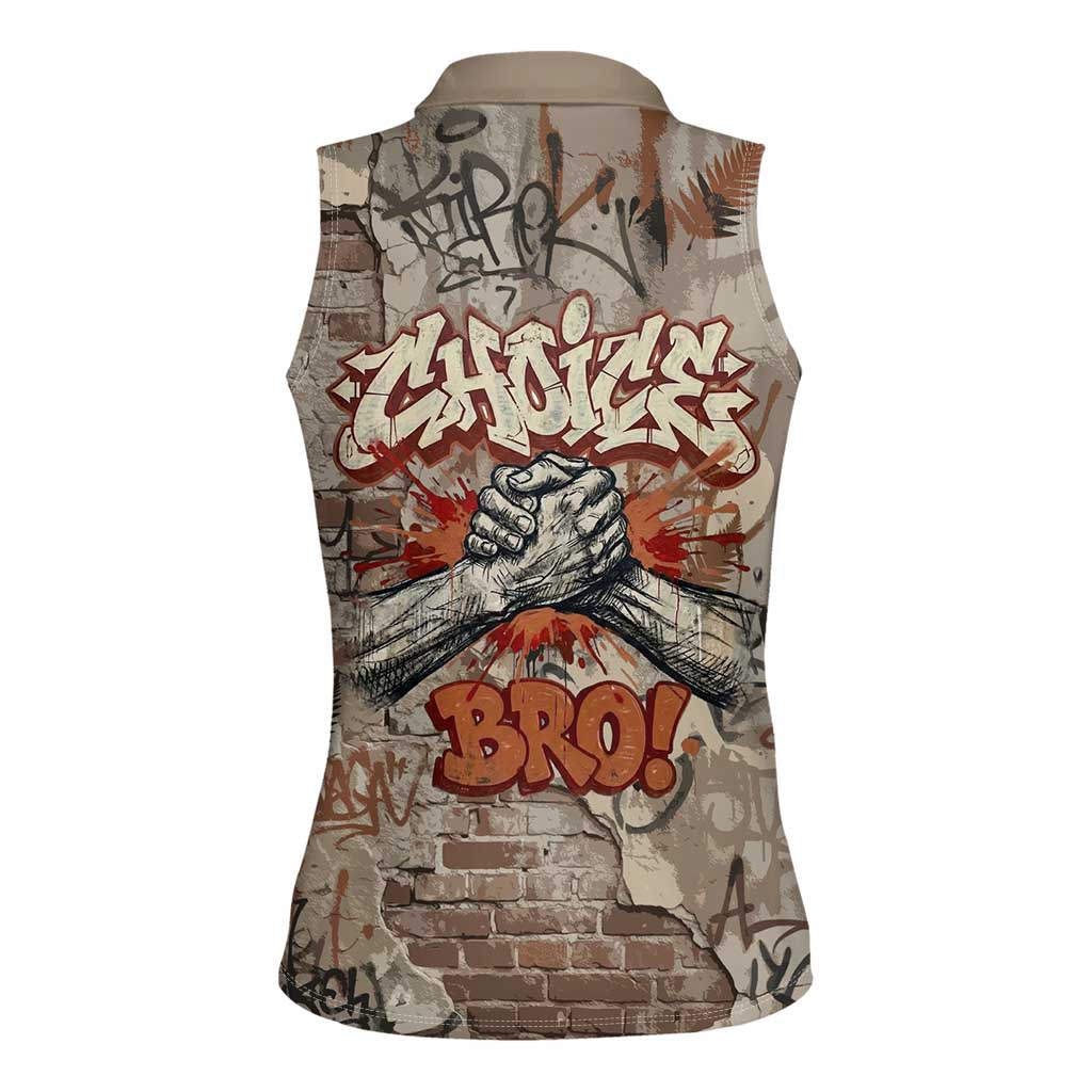 Choice Bro Graffiti Handshake Women Sleeveless Polo Shirt New Zealand Slang Fern Brick Wall and Urban Street Art TS04 - Polynesian Pride
