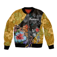 Hawaii Polynesian Bomber Jacket Turtles and Hibiscus Flower Gradient Pattern TS04 Unisex Multicolor - Polynesian Pride