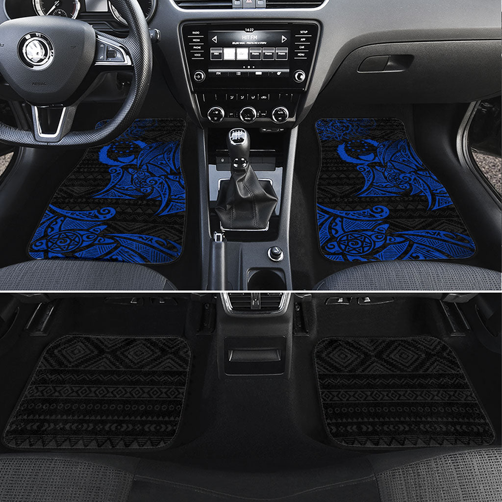 Pohnpei Federated States Of Micronesia Car Mats Polynesian Tribal Heritage Art With Blue Island Tattoo Patterns TS04 Set 4pcs Black Blue - Polynesian Pride