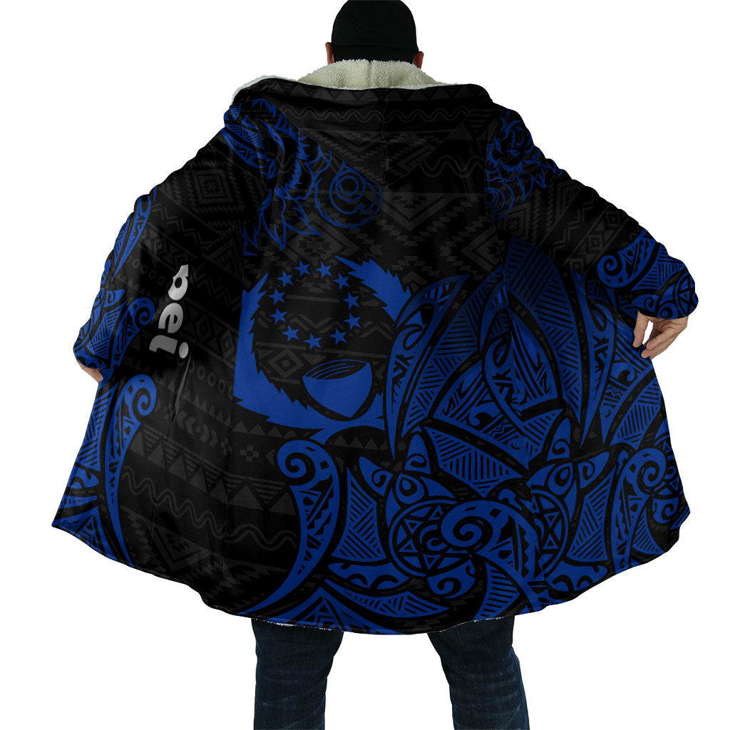 Pohnpei Federated States Of Micronesia Cloak Polynesian Tribal Heritage Art With Blue Island Tattoo Patterns