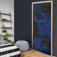 Pohnpei Federated States Of Micronesia Door Cover Polynesian Tribal Heritage Art With Blue Island Tattoo Patterns