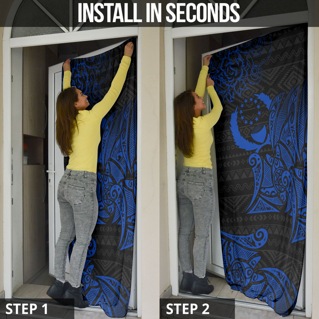 Pohnpei Federated States Of Micronesia Door Cover Polynesian Tribal Heritage Art With Blue Island Tattoo Patterns