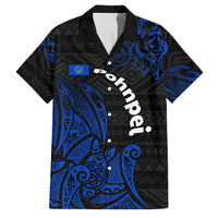 Pohnpei Federated States Of Micronesia Family Matching Long Sleeve Bodycon Dress and Hawaiian Shirt Polynesian Tribal Heritage Art With Blue Island Tattoo Patterns