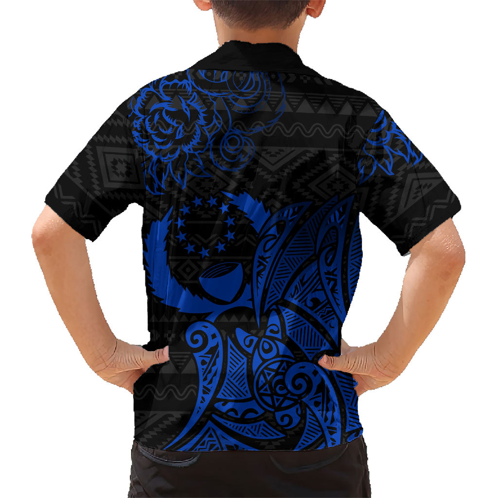 Pohnpei Federated States Of Micronesia Family Matching Puletasi and Hawaiian Shirt Polynesian Tribal Heritage Art With Blue Island Tattoo Patterns