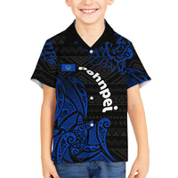Pohnpei Federated States Of Micronesia Family Matching Summer Maxi Dress and Hawaiian Shirt Polynesian Tribal Heritage Art With Blue Island Tattoo Patterns TS04 Son's Shirt Black Blue - Polynesian Pride