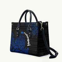 Pohnpei Federated States Of Micronesia Leather Bag Polynesian Tribal Heritage Art With Blue Island Tattoo Patterns