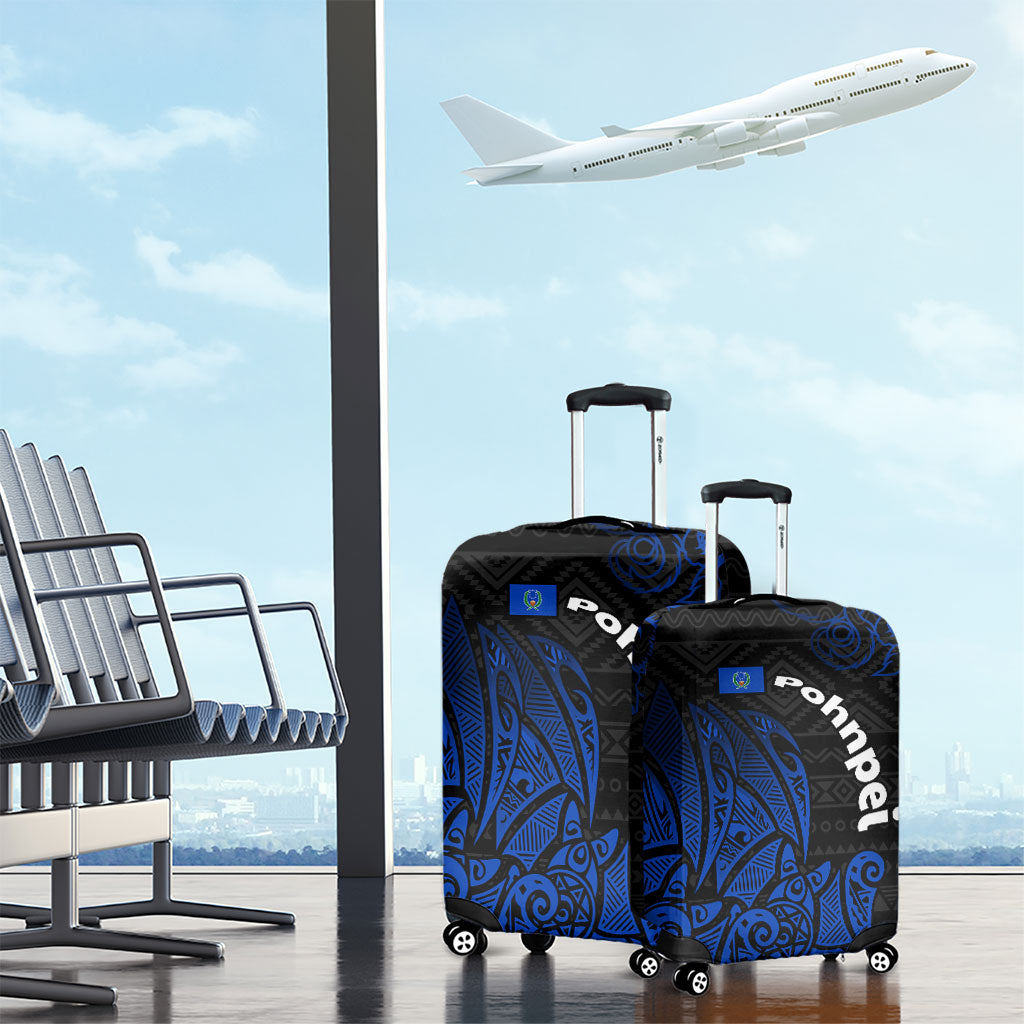 Pohnpei Federated States Of Micronesia Luggage Cover Polynesian Tribal Heritage Art With Blue Island Tattoo Patterns