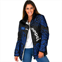 Pohnpei Federated States Of Micronesia Padded Jacket Polynesian Tribal Heritage Art With Blue Island Tattoo Patterns