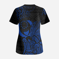 Pohnpei Federated States Of Micronesia Scrub Top Polynesian Tribal Heritage Art With Blue Island Tattoo Patterns