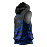 Pohnpei Federated States Of Micronesia Sleeveless Hoodie Polynesian Tribal Heritage Art With Blue Island Tattoo Patterns