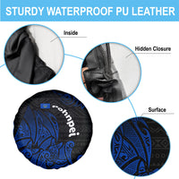 Pohnpei Federated States Of Micronesia Spare Tire Cover Polynesian Tribal Heritage Art With Blue Island Tattoo Patterns