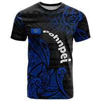 Pohnpei Federated States Of Micronesia T Shirt Polynesian Tribal Heritage Art With Blue Island Tattoo Patterns