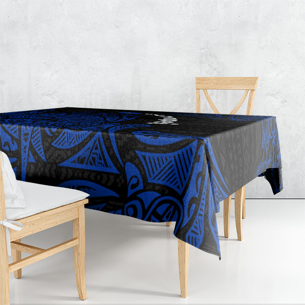 Pohnpei Federated States Of Micronesia Tablecloth Polynesian Tribal Heritage Art With Blue Island Tattoo Patterns